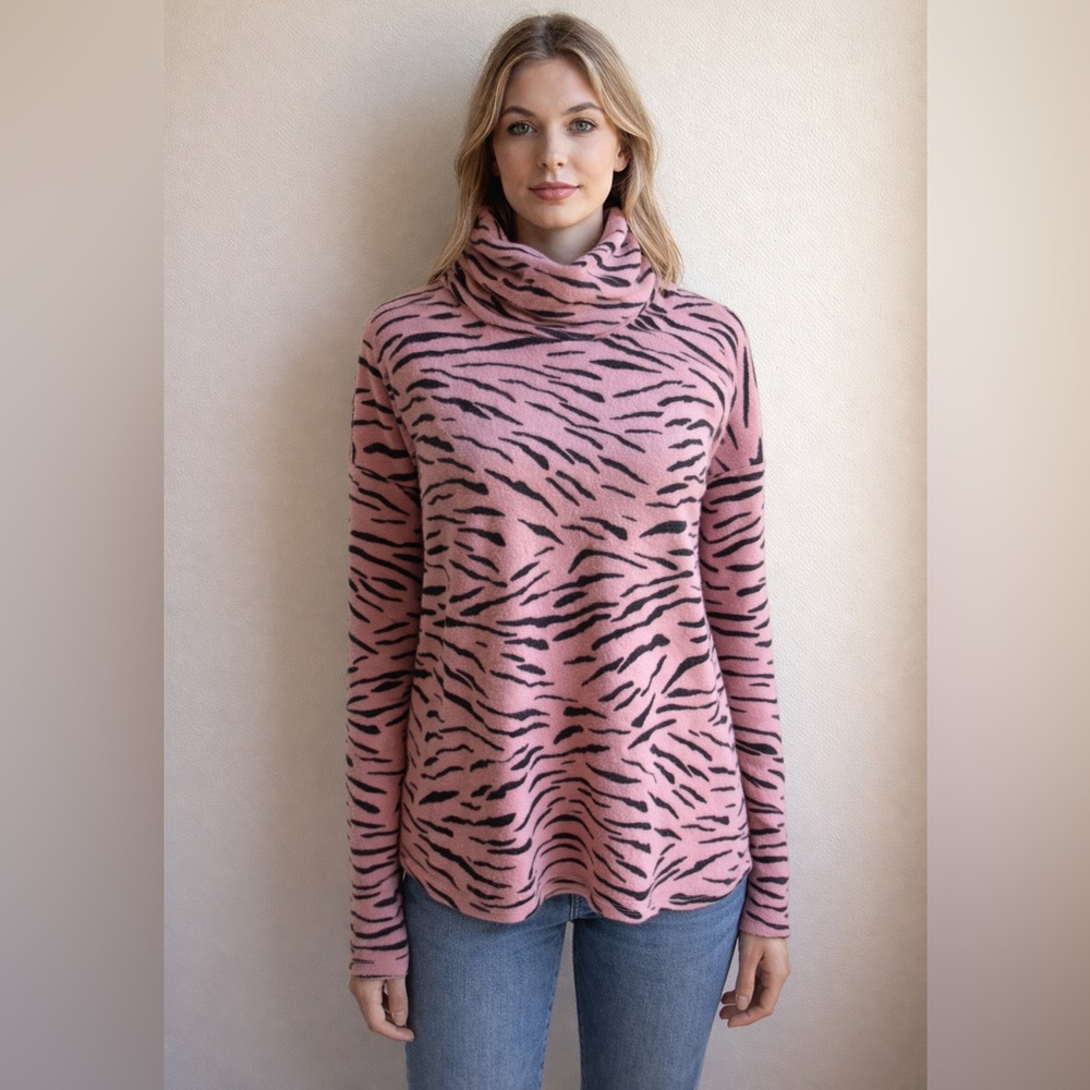 Anthropologie Theo & Spence Women’s Sweater Mauve and Black Zebra Size Small